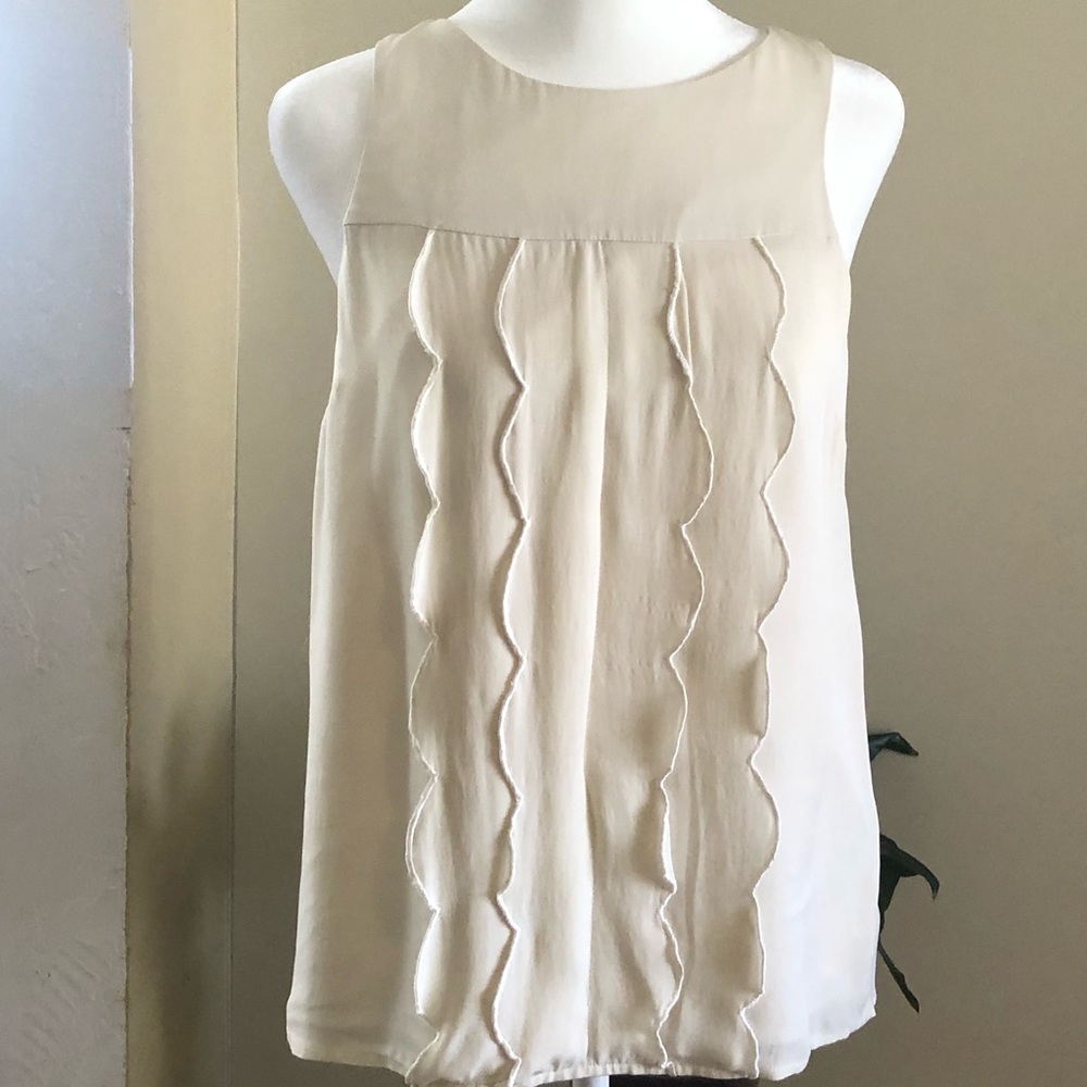 🎉HP🎉 Tibi  100% silk cream front ruffle blouse